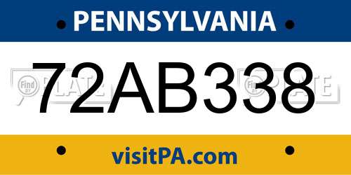72AB338 Pennsylvania License Plate