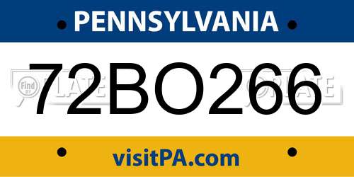 72BO266 Pennsylvania License Plate