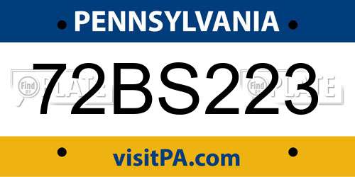 72BS223 Pennsylvania License Plate