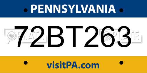 72BT263 Pennsylvania License Plate