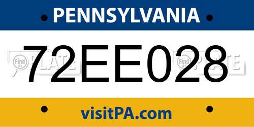 72EE028 Pennsylvania License Plate
