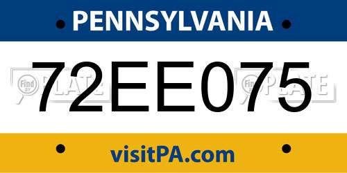 72EE075 Pennsylvania License Plate