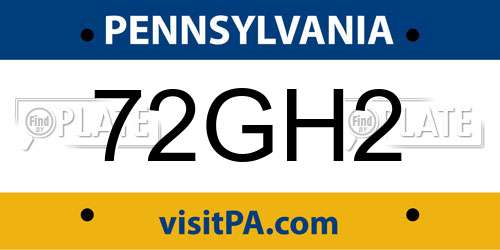72GH2 Pennsylvania License Plate