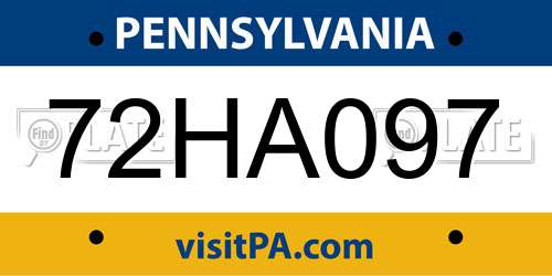 72HA097 Pennsylvania License Plate
