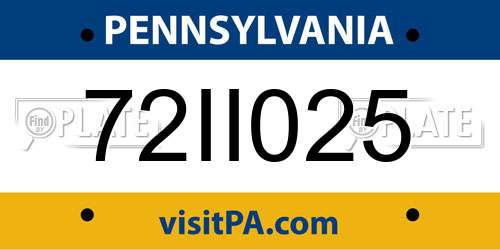 72II025 Pennsylvania License Plate