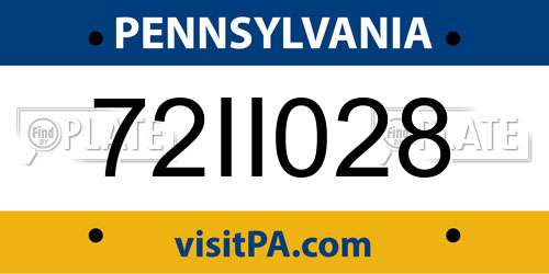 72II028 Pennsylvania License Plate