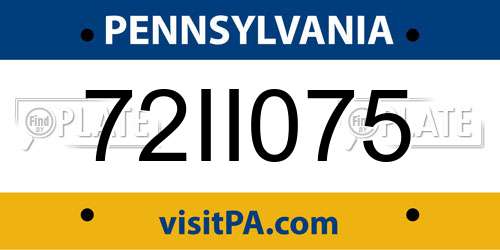 72II075 Pennsylvania License Plate