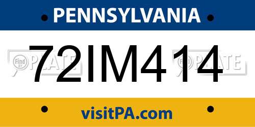 72IM414 Pennsylvania License Plate