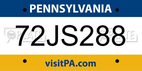 72JS288 Pennsylvania License Plate