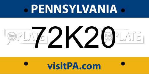 72K20 Pennsylvania License Plate