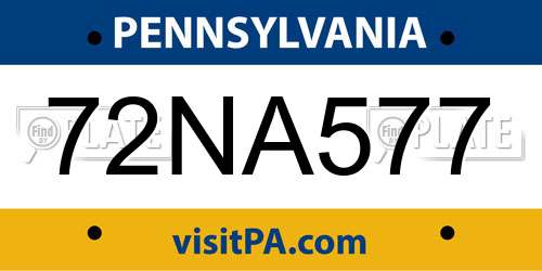 72NA577 Pennsylvania License Plate