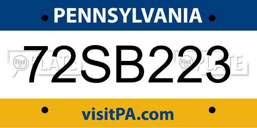 72SB223 Pennsylvania License Plate