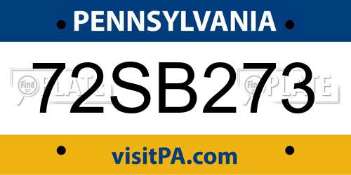 72SB273 Pennsylvania License Plate