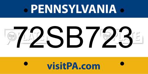 72SB723 Pennsylvania License Plate