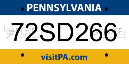 72SD266 Pennsylvania License Plate
