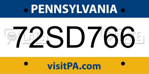 72SD766 Pennsylvania License Plate