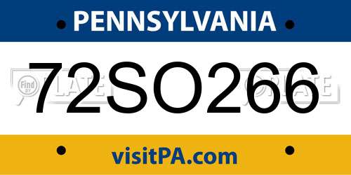 72SO266 Pennsylvania License Plate