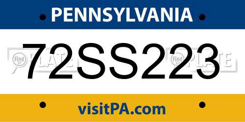 72SS223 Pennsylvania License Plate