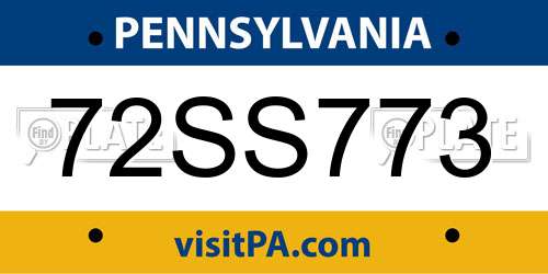 72SS773 Pennsylvania License Plate
