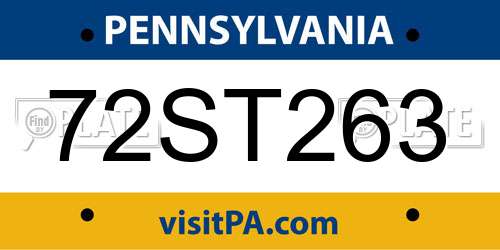 72ST263 Pennsylvania License Plate