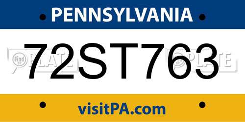 72ST763 Pennsylvania License Plate