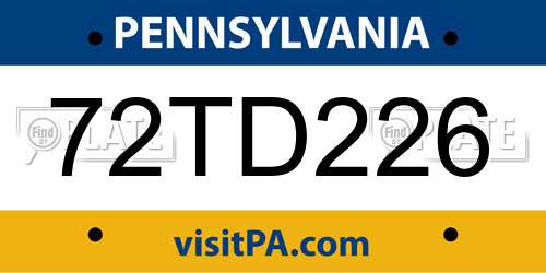72TD226 Pennsylvania License Plate