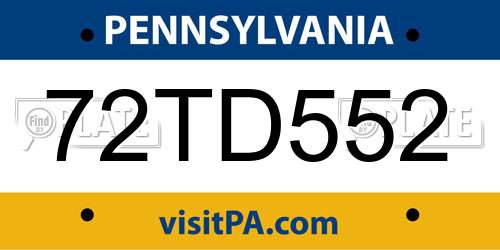 72TD552 Pennsylvania License Plate