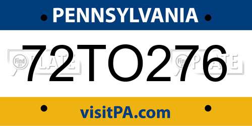 72TO276 Pennsylvania License Plate