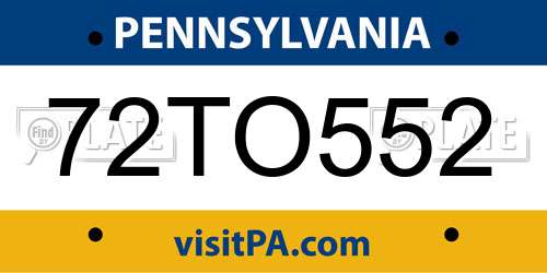 72TO552 Pennsylvania License Plate