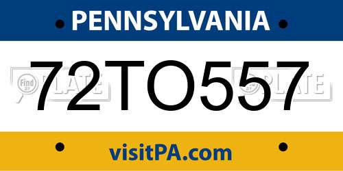 72TO557 Pennsylvania License Plate