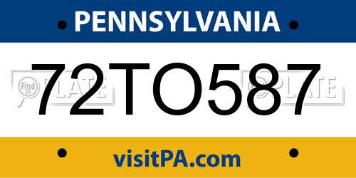 72TO587 Pennsylvania License Plate