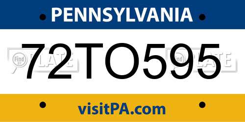 72TO595 Pennsylvania License Plate
