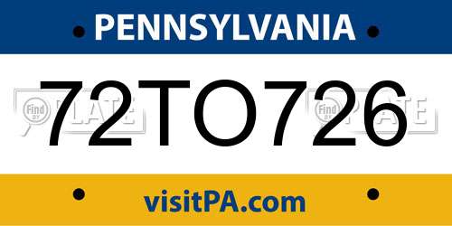 72TO726 Pennsylvania License Plate
