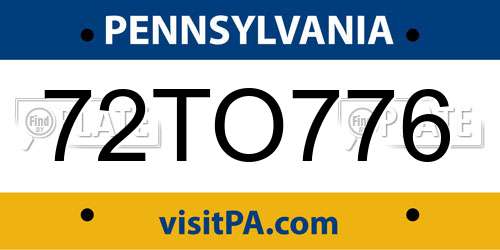 72TO776 Pennsylvania License Plate
