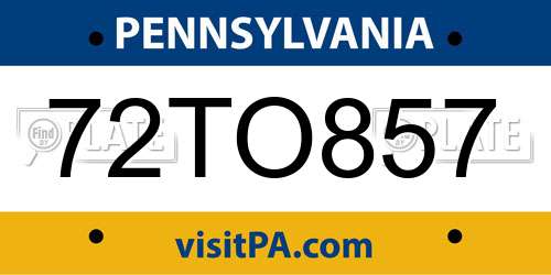 72TO857 Pennsylvania License Plate