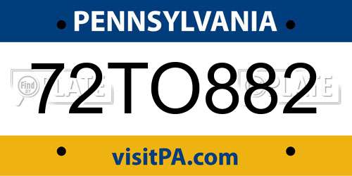 72TO882 Pennsylvania License Plate
