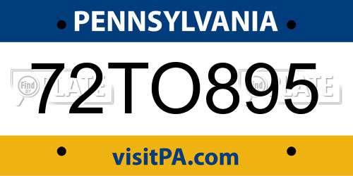 72TO895 Pennsylvania License Plate
