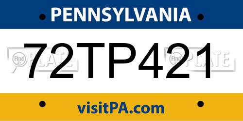 72TP421 Pennsylvania License Plate