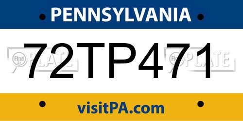 72TP471 Pennsylvania License Plate