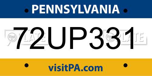 72UP331 Pennsylvania License Plate