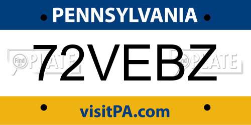 72VEBZ Pennsylvania License Plate