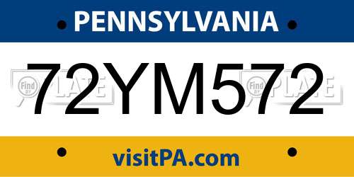 72YM572 Pennsylvania License Plate
