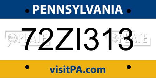 72ZI313 Pennsylvania License Plate