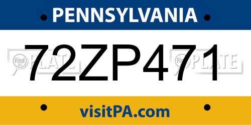 72ZP471 Pennsylvania License Plate