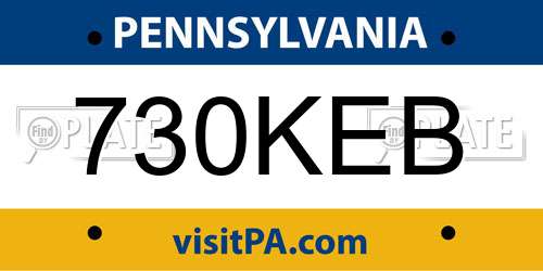 730KEB Pennsylvania License Plate