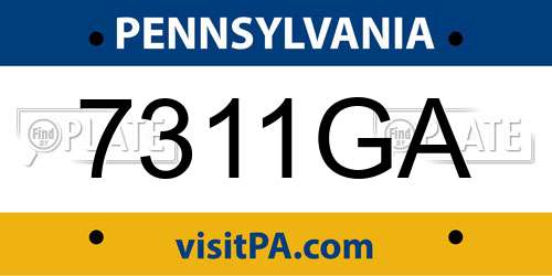 7311GA Pennsylvania License Plate