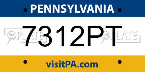 7312PT Pennsylvania License Plate
