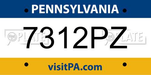 7312PZ Pennsylvania License Plate
