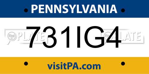 731IG4 Pennsylvania License Plate