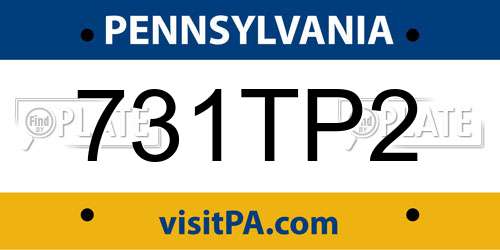 731TP2 Pennsylvania License Plate